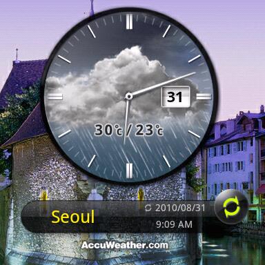 Tap > Applications > Samsung Apps > Accuweather Clock