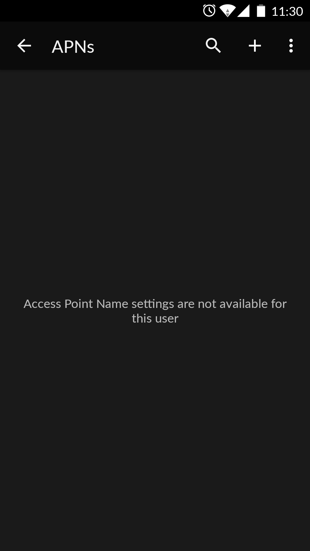 Access Point Name settings are not available for this user