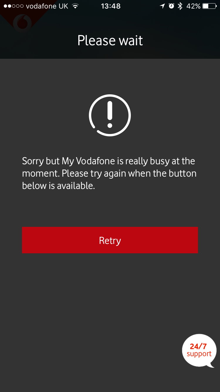 Vodafone App not working - Community home