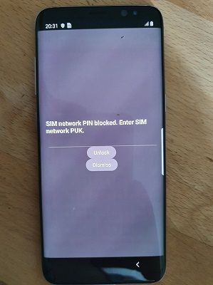 SIM network PIN blocked. Enter SIM network PUK.