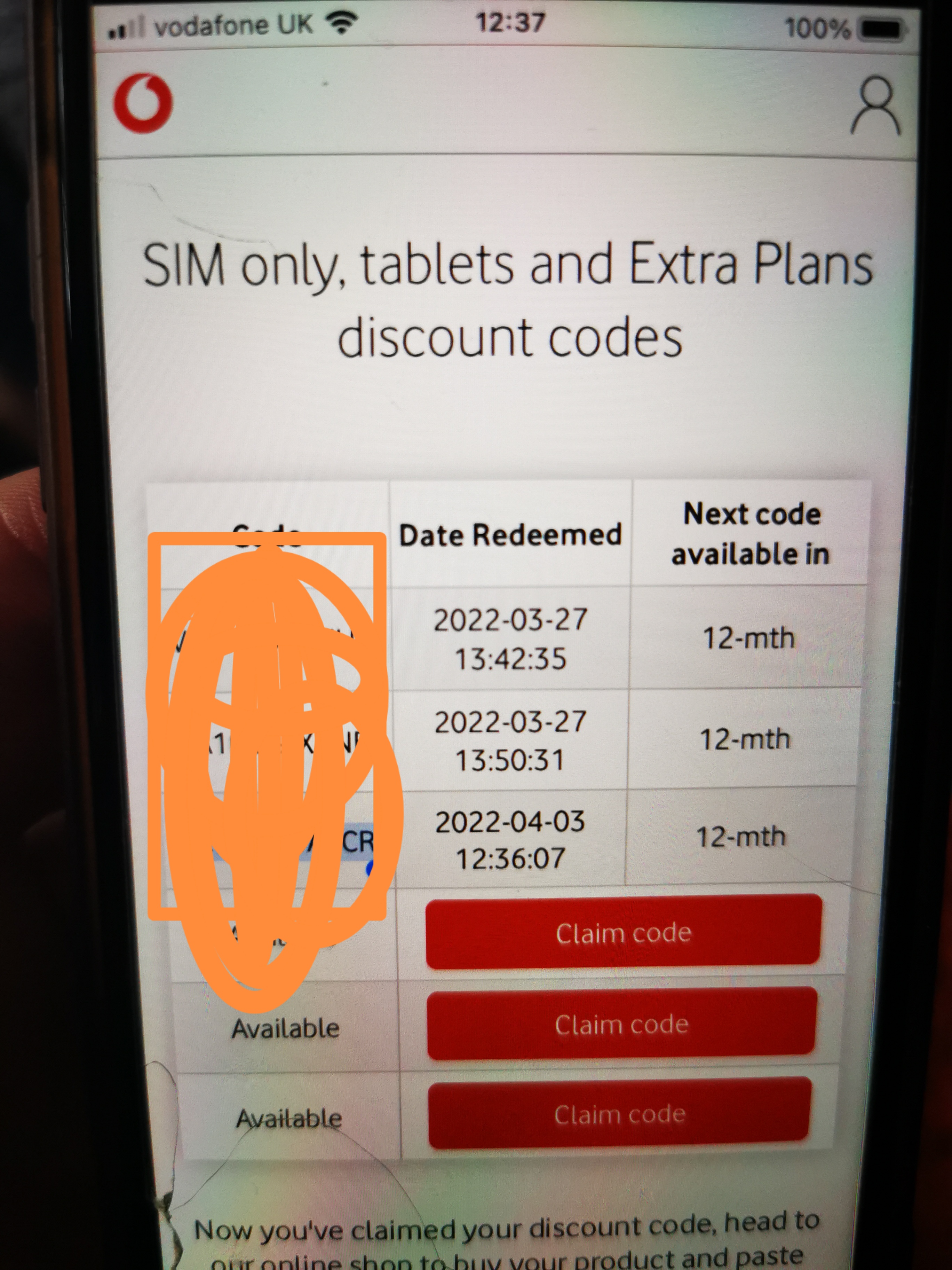 Vodafone special hot sale offer code