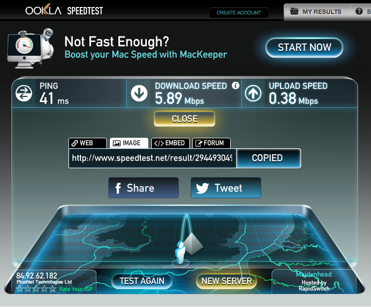 Speed Test Results